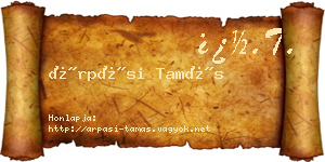 Árpási Tamás névjegykártya